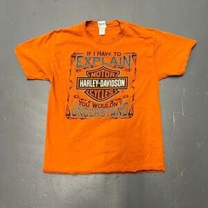Vintage retro y2k Harley Davidson burnt orange Biker tshirt